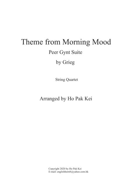 Morning Mood For String Quartet Sheet Music