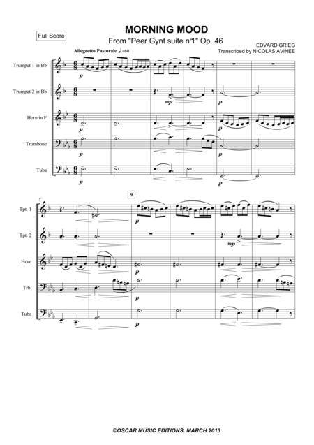 Morning Mood From Peer Gynt Suite Sheet Music