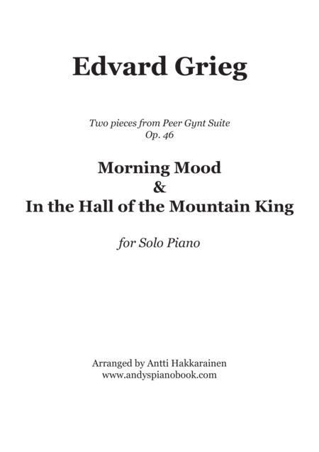 Morning Mood In The Hall Of The Mountain King Sheet Music