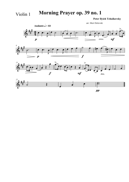 Free Sheet Music Morning Prayer Arr For String Quartet