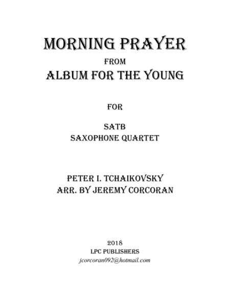 Morning Prayer For Saxophone Quartet Satb Sheet Music