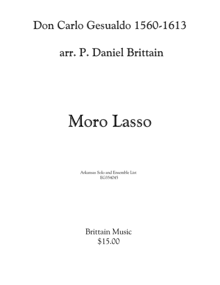 Moro Lasso Brass Quintet Sheet Music