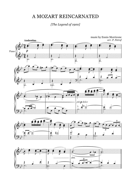 Free Sheet Music Morricone A Mozart Reincarnated The Legend Of 1900 For Piano Solo