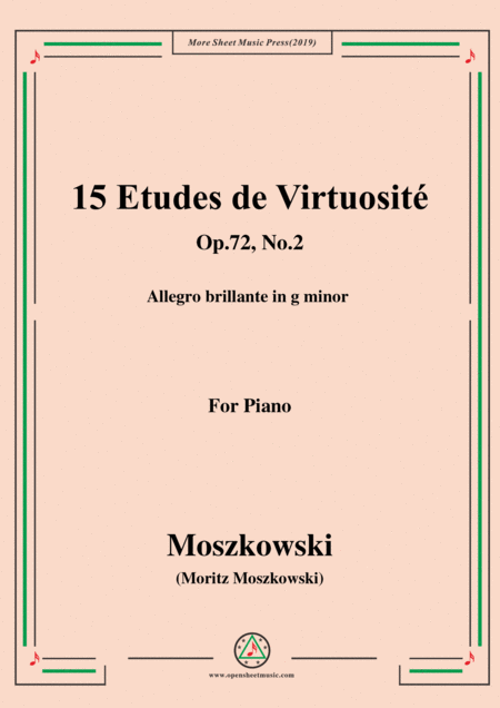 Moszkowski 15 Etudes De Virtuosit Op 72 No 2 Allegro Brillante In G Minor Sheet Music