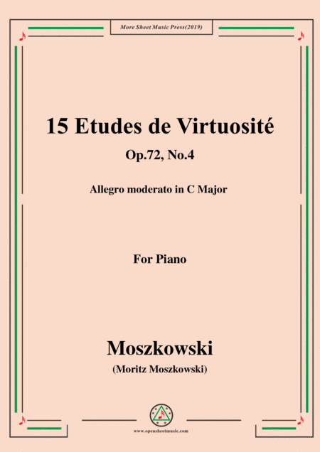 Free Sheet Music Moszkowski 15 Etudes De Virtuosit Op 72 No 4 Allegro Moderato In C Major