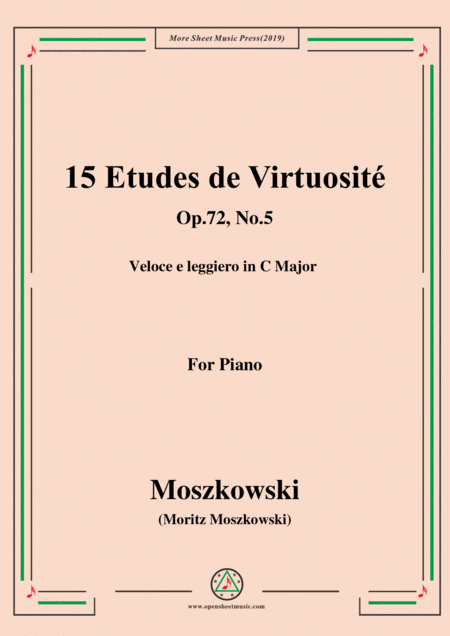 Moszkowski 15 Etudes De Virtuosit Op 72 No 5 Veloce E Leggiero In C Major Sheet Music