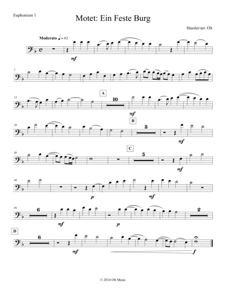 Free Sheet Music Motet Ein Feste Burg For 2 Antiphonal Tuba Quartets