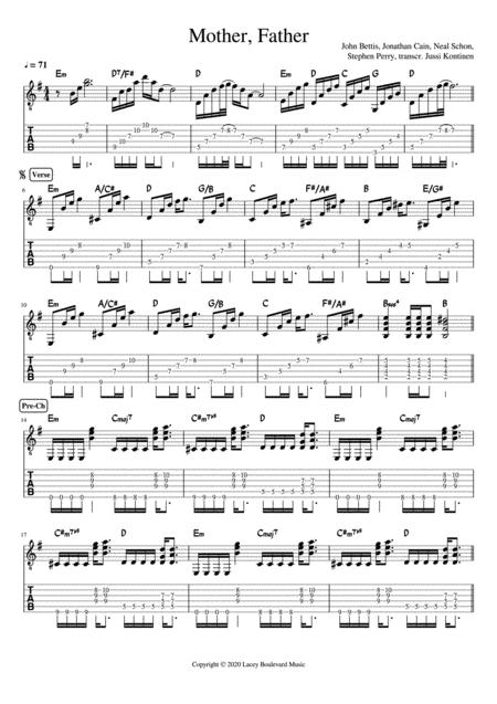 Free Sheet Music Mother Father Journey Guitar