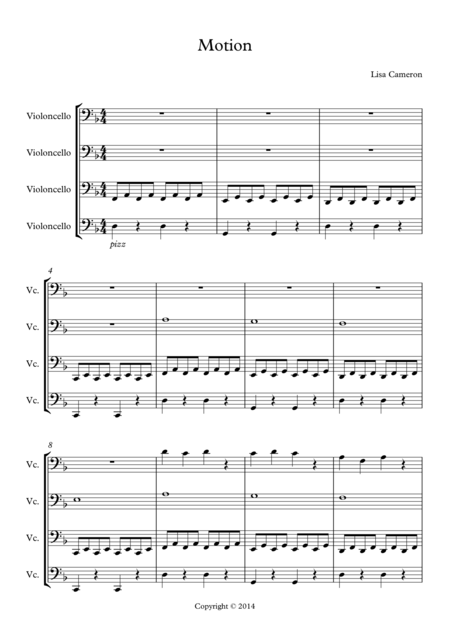 Free Sheet Music Motion Easy Cello Quartet