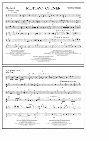 Motown Theme Show Opener Arr Tom Wallace Alto Sax 2 Sheet Music