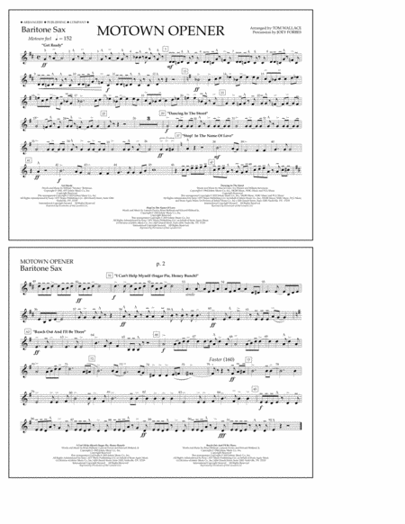 Motown Theme Show Opener Arr Tom Wallace Baritone Sax Sheet Music