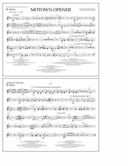 Motown Theme Show Opener Arr Tom Wallace Bb Horn Sheet Music