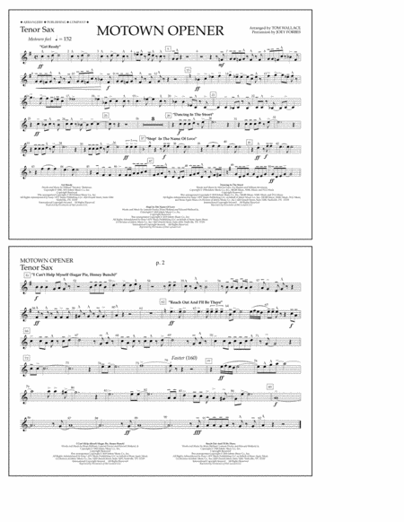 Motown Theme Show Opener Arr Tom Wallace Tenor Sax Sheet Music