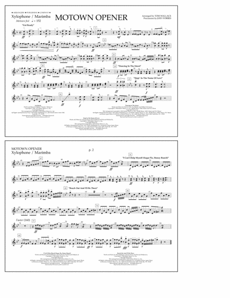 Motown Theme Show Opener Arr Tom Wallace Xylophone Marimba Sheet Music