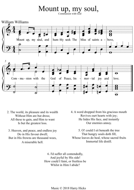 Free Sheet Music Mount Up A New Tune To A Wonderful William Williams Hymn