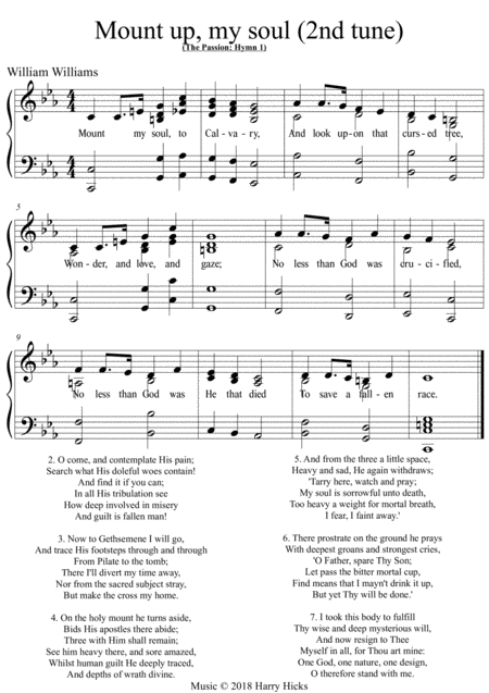 Mount Up My Soul Another New Tune To A Wonderful William Williams Hymn Sheet Music