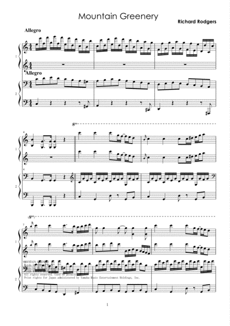 Free Sheet Music Mountain Greenery For Four Hands