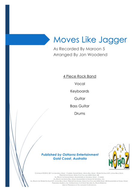 Moves Like Jagger Rhythm Section Chart Sheet Music