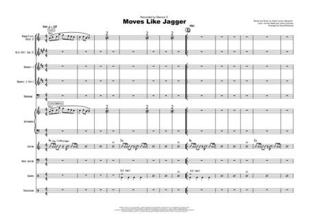 Moves Like Jagger Vocal With Small Band Key Of Am Sheet Music