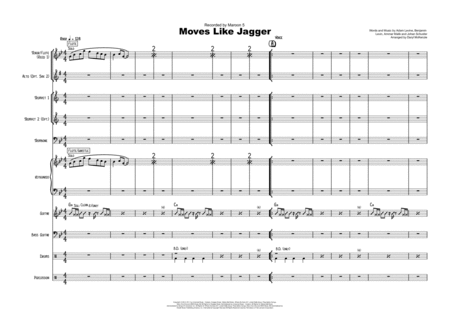 Moves Like Jagger Vocal With Small Band Key Of Gm Sheet Music