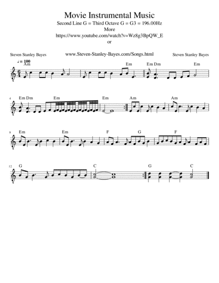 Movie Instrumental Music Sheet Music