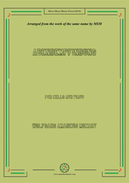 Mozart Abendempfindung For Cello And Piano Sheet Music