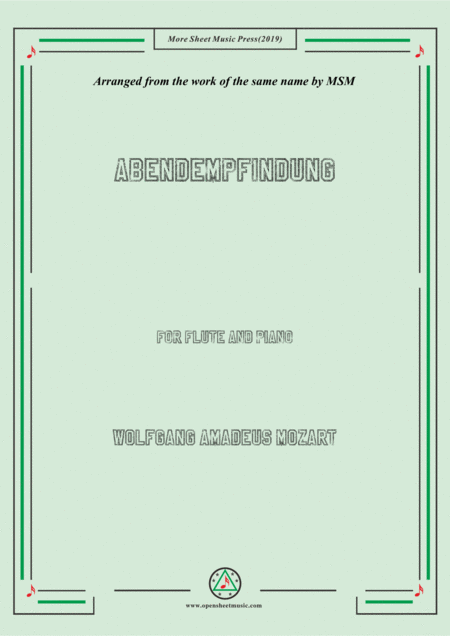 Free Sheet Music Mozart Abendempfindung For Flute And Piano