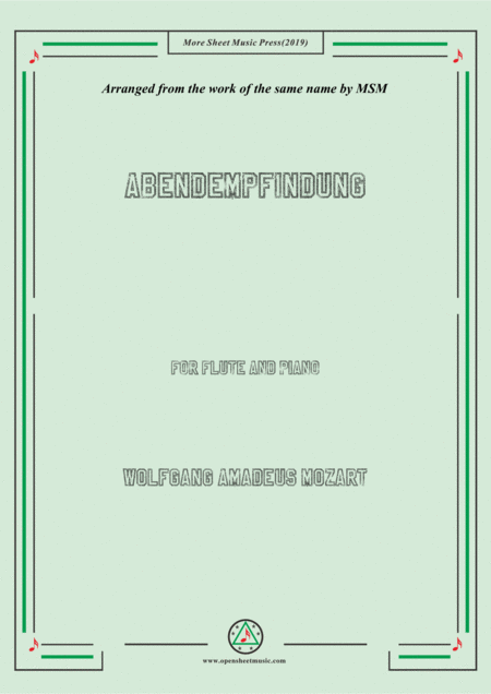 Mozart Abendempfindung For Flute And Piano Sheet Music