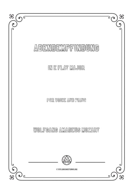 Free Sheet Music Mozart Abendempfindung In E Flat Major For Voice And Piano