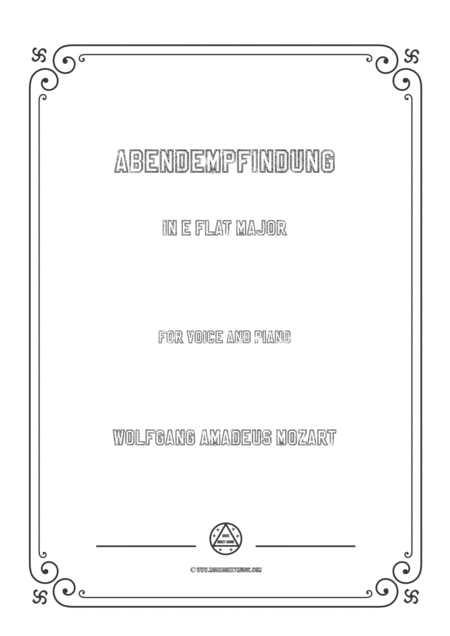 Mozart Abendempfindung In E Flat Major For Voice And Piano Sheet Music