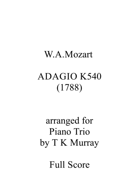Free Sheet Music Mozart Adagio In B Minor K 540 Clarinet Bassoon Piano
