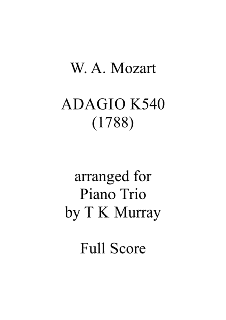 Free Sheet Music Mozart Adagio In B Minor K 540 Piano Trio