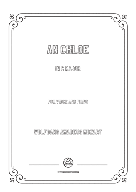 Mozart An Chloe In C Major For Voice And Piano Sheet Music