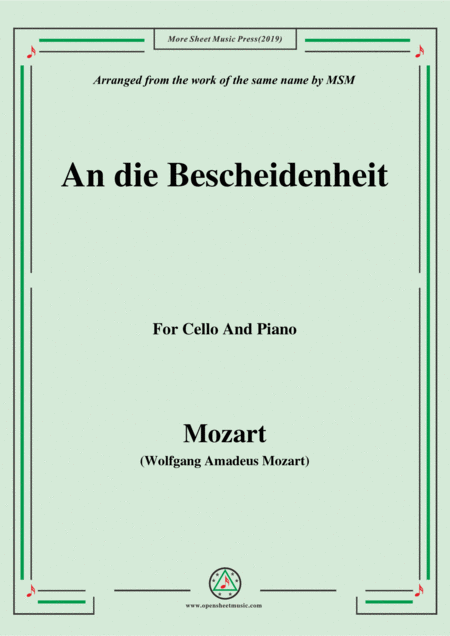 Free Sheet Music Mozart An Die Bescheidenheit For Cello And Piano