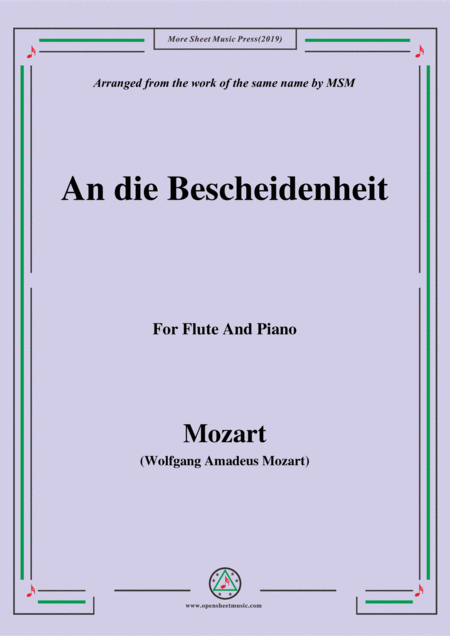 Mozart An Die Bescheidenheit For Flute And Piano Sheet Music