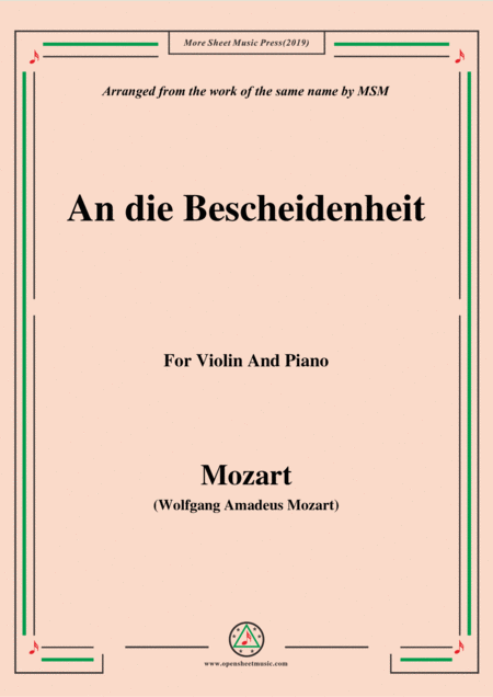 Mozart An Die Bescheidenheit For Violin And Piano Sheet Music