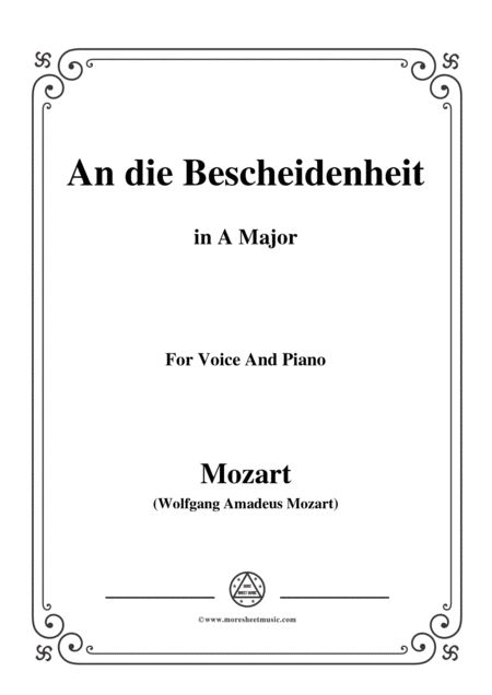 Mozart An Die Bescheidenheit In A Major For Voice And Piano Sheet Music