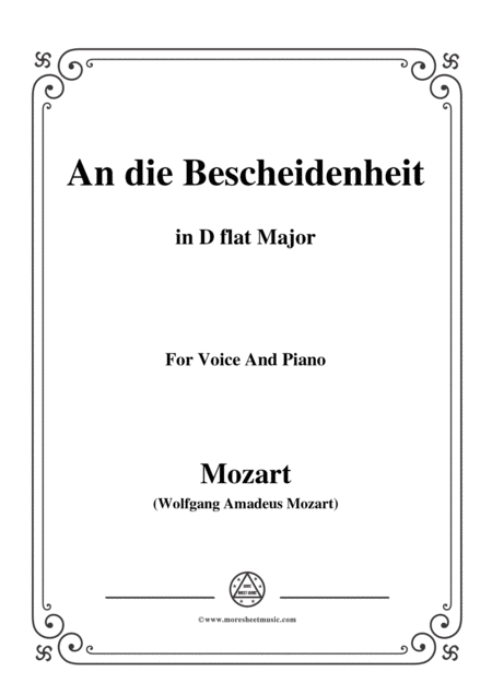 Free Sheet Music Mozart An Die Bescheidenheit In D Flat Major For Voice And Piano