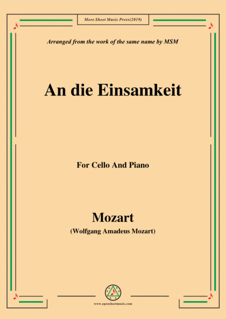 Mozart An Die Einsamkeit For Cello And Piano Sheet Music