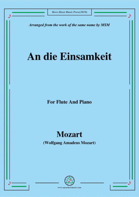 Mozart An Die Einsamkeit For Flute And Piano Sheet Music