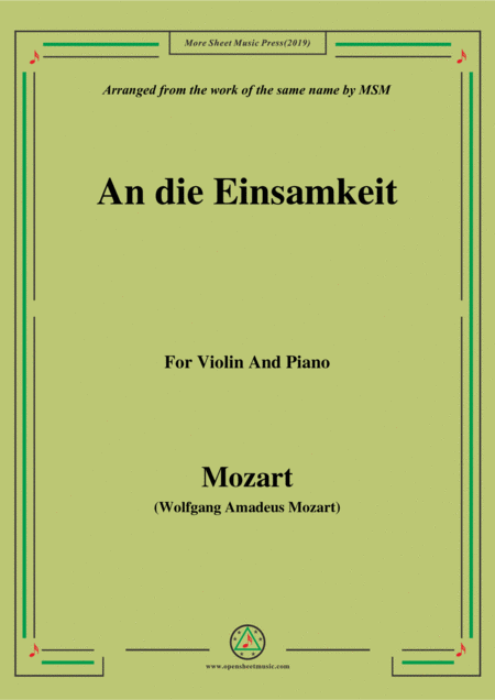 Mozart An Die Einsamkeit For Violin And Piano Sheet Music