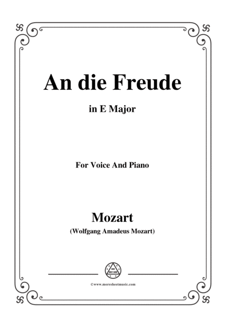 Mozart An Die Freude In E Major For Voice And Piano Sheet Music