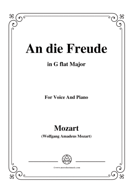 Mozart An Die Freude In G Flat Major For Voice And Piano Sheet Music