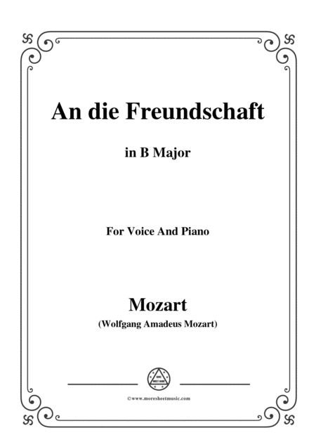 Free Sheet Music Mozart An Die Freundschaft In B Major For Voice And Piano