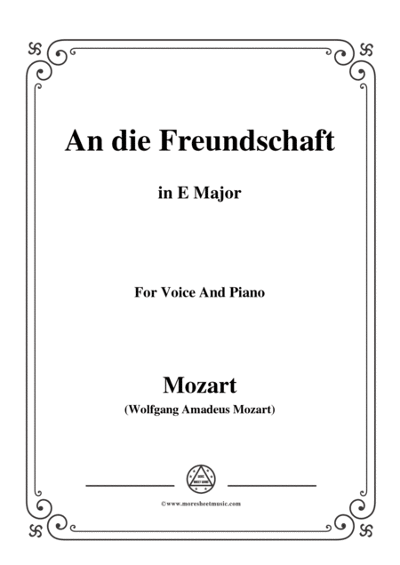 Free Sheet Music Mozart An Die Freundschaft In E Major For Voice And Piano