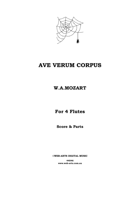 Mozart Ave Verum Corpus For 4 Flutes Sheet Music