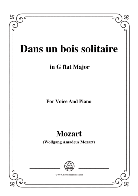 Mozart Dans Un Bois Solitaire In G Flat Major For Voice And Piano Sheet Music