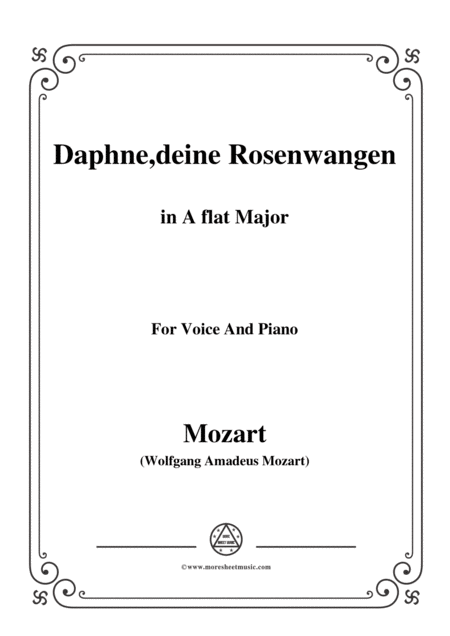 Mozart Daphne Deine Rosenwangen In A Flat Major For Voice And Piano Sheet Music