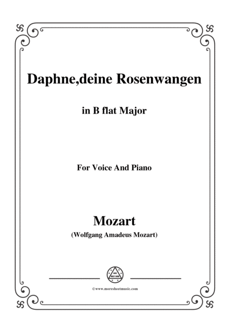 Mozart Daphne Deine Rosenwangen In B Flat Major For Voice And Piano Sheet Music