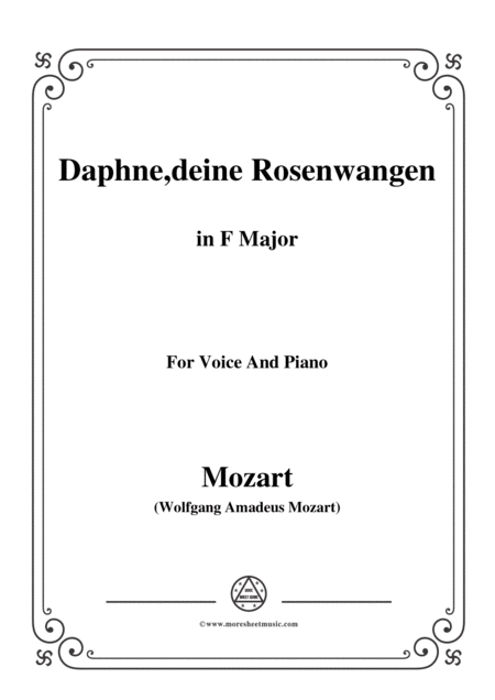 Mozart Daphne Deine Rosenwangen In F Major For Voice And Piano Sheet Music